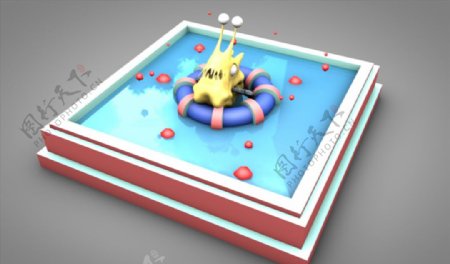 C4D模型游泳池图片