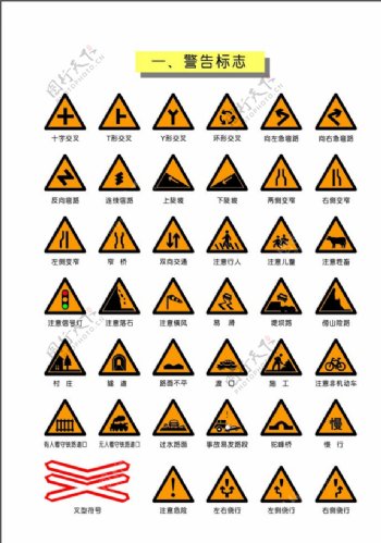标准交通矢量标志警告标志图片
