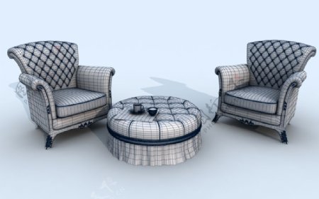 沙发椅子桌子模型欧式成组