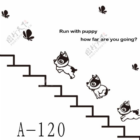 小狗爬楼梯