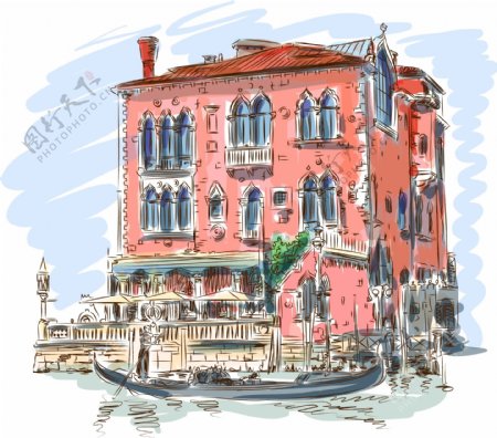 手绘威尼斯水城图片
