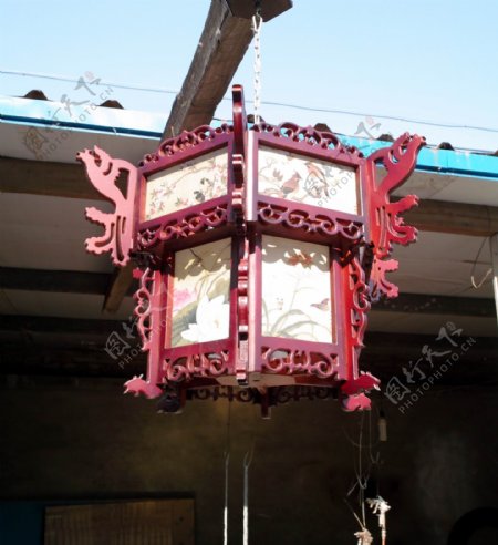 中式木艺吊灯素材