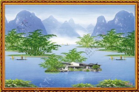 仙境自然风景中堂画