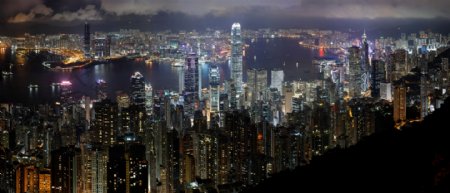 香港维多利亚港巨幅高清晰自然夜景照片