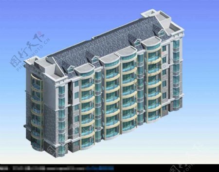 中式建筑多层住宅楼3d模型