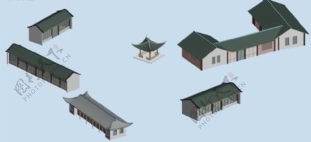 中国风格古代古典建筑群3D模型