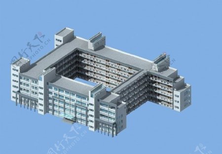 独特学校建筑模型