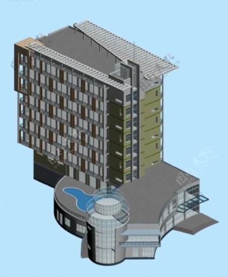现代风公共建筑办公楼设计模型