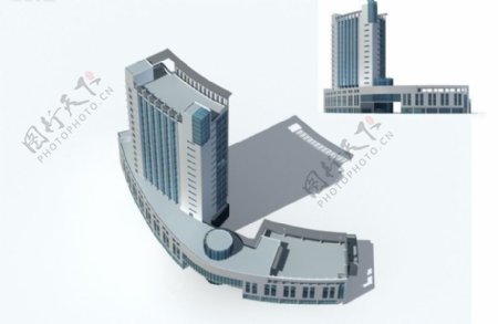 弧形高层公共建筑商业大厦3D模型