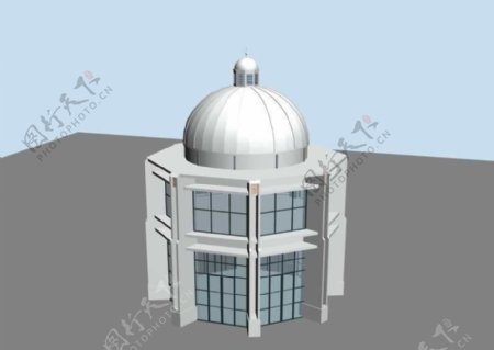 八边形小公建建筑3D模型