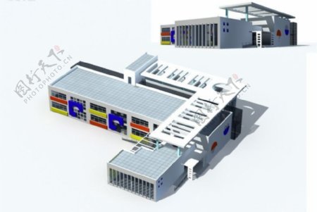 圆弧形商业办公楼建筑设计3D模型