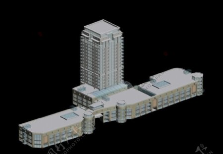 凸形商业街建筑3D模型