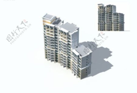 多层住宅区建筑群3D模型设计