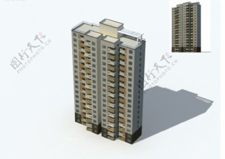 高层板式住宅楼建筑3D模型