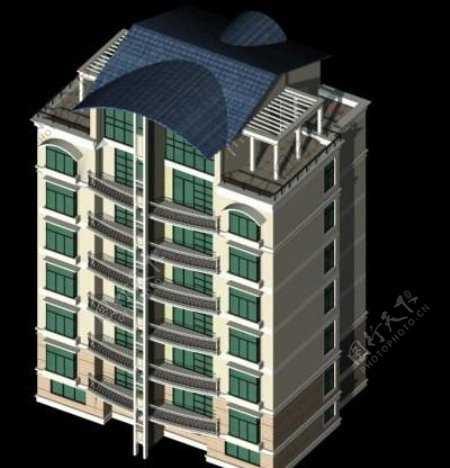 简洁大方风格住宅楼3D模型素材