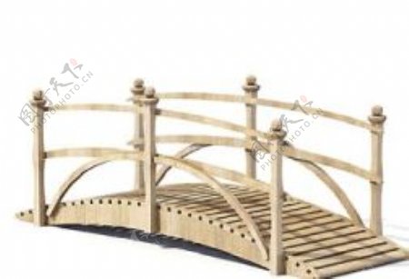 室外模型木桥和栅栏3d素材公用设施5