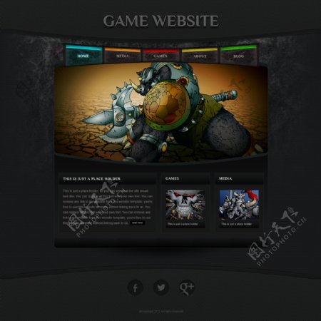 黑暗风格的游戏网站模板材料