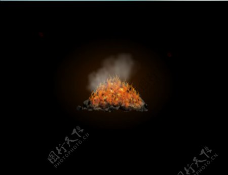 一堆木材燃烧的篝火flash