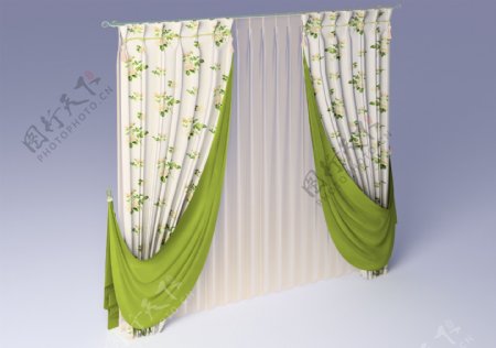 窗帘花纹3模型素材