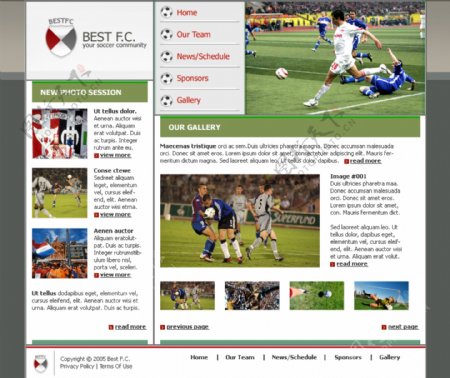 足球队信息网页模板