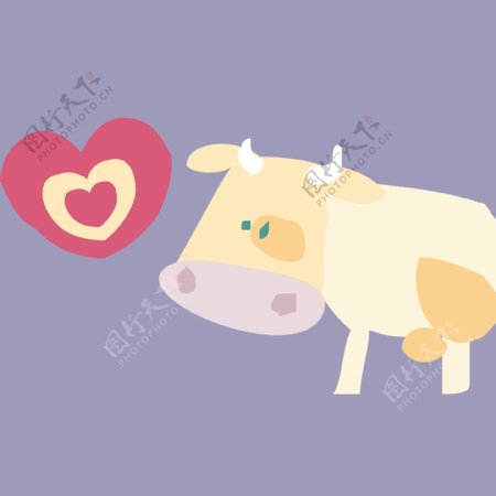 印花矢量图可爱卡通卡通动物奶牛色彩免费素材