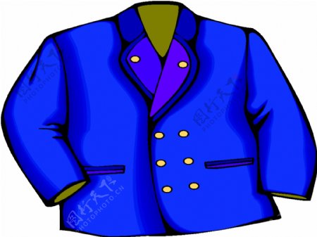 蓝色调男款双排扣西装设计