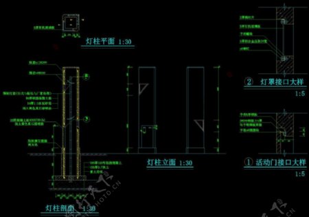 灯柱细部cad景观图纸