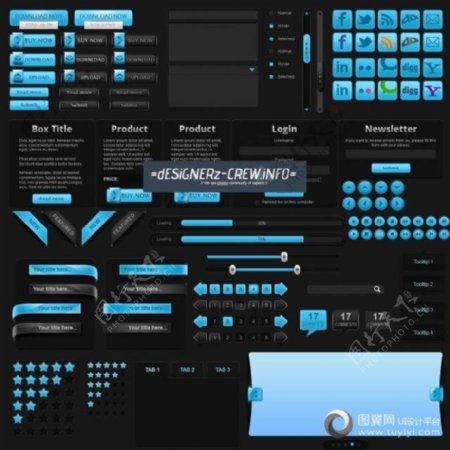 蓝色网页元素UI设计