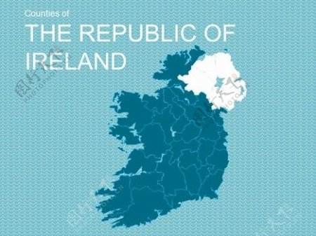 爱尔兰共和国的地图模板