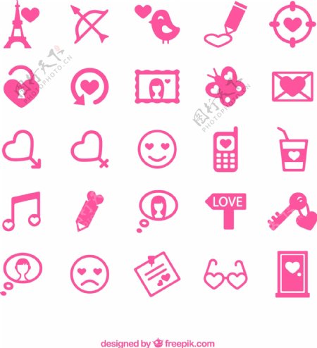 25款粉色情人节图标矢量素材