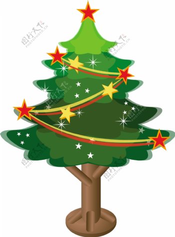 矢量星星装饰圣诞树图片