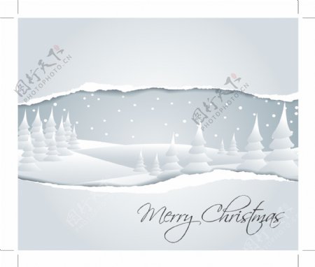 矢量银色圣诞雪景素材背景
