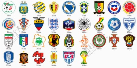世界杯32个国家旗帜图标
