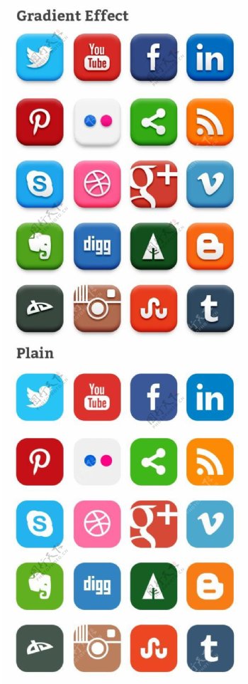20个社交网络icon素材