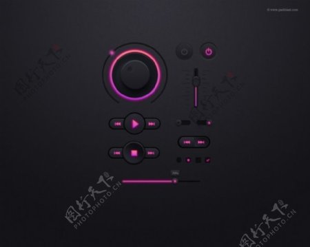 紫色播放器应用按钮ui设计