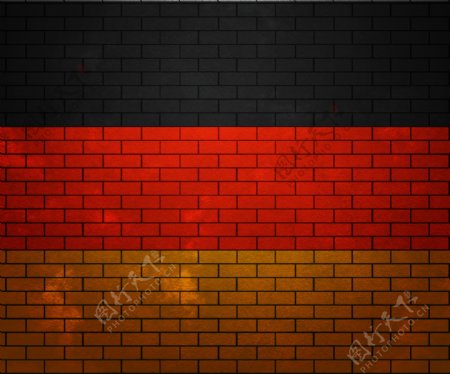 德国在砖墙上的旗帜