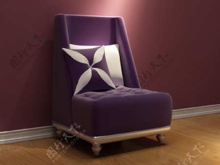 紫色沙发家具装饰模具模型