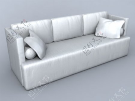 白色三人沙发3D模型