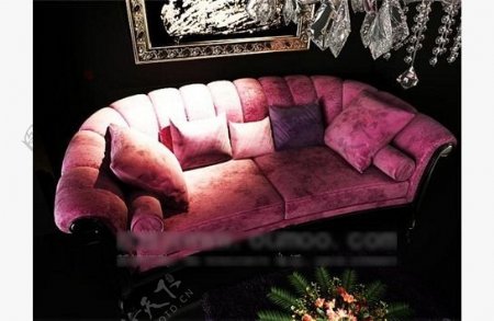 紫色中式沙发