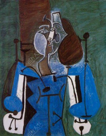 1949Femmeassise2西班牙画家巴勃罗毕加索抽象油画人物人体油画装饰画
