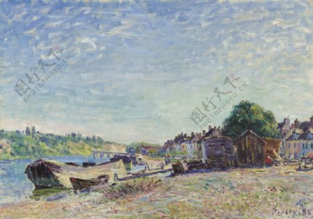 AlfredSisleyTheBanksofLoingatSaintMammes1885法国画家阿尔弗莱德西斯莱alfredsisley印象派自然风景天空油画装饰画