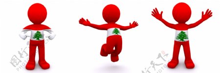 3D人物质感与黎巴嫩国旗
