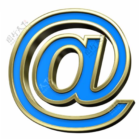 邮件标志从绿松石与金亮帧字符集
