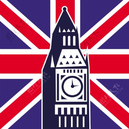 英国联盟杰克伦敦大本钟标志