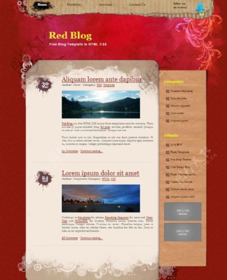 红色个性博客CSS网页