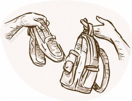 手易货贸易交换的鞋子和袋子