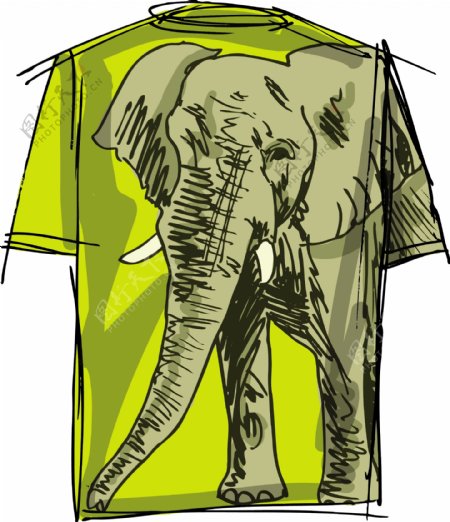 大象TEE矢量插画草图