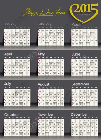2015灰色年历设计矢量素材图片