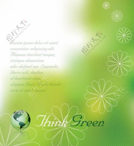 绿色背景线条花纹地球图片