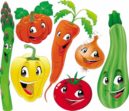 卡通蔬菜的可爱表情